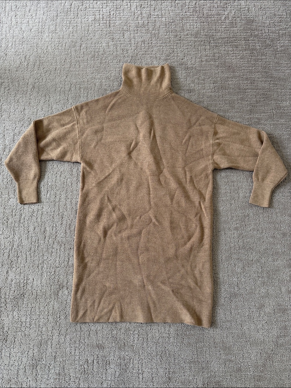 Babaton Camel Turtleneck Sweater Dress - 100% Merino Wool